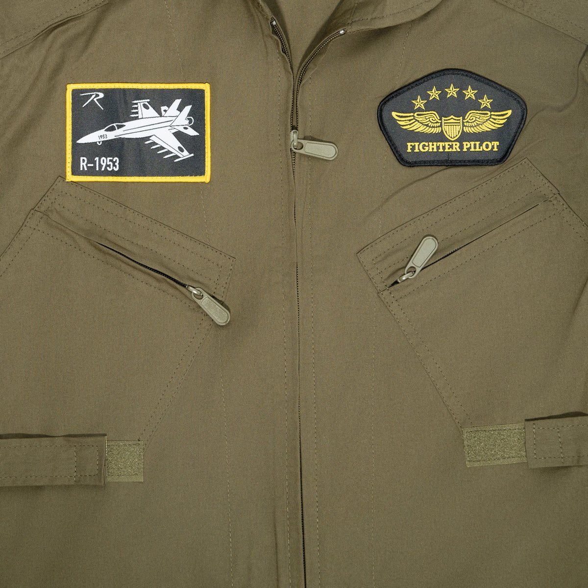 Rothco Kid's Flight Coverall With Patches - Olive Drab