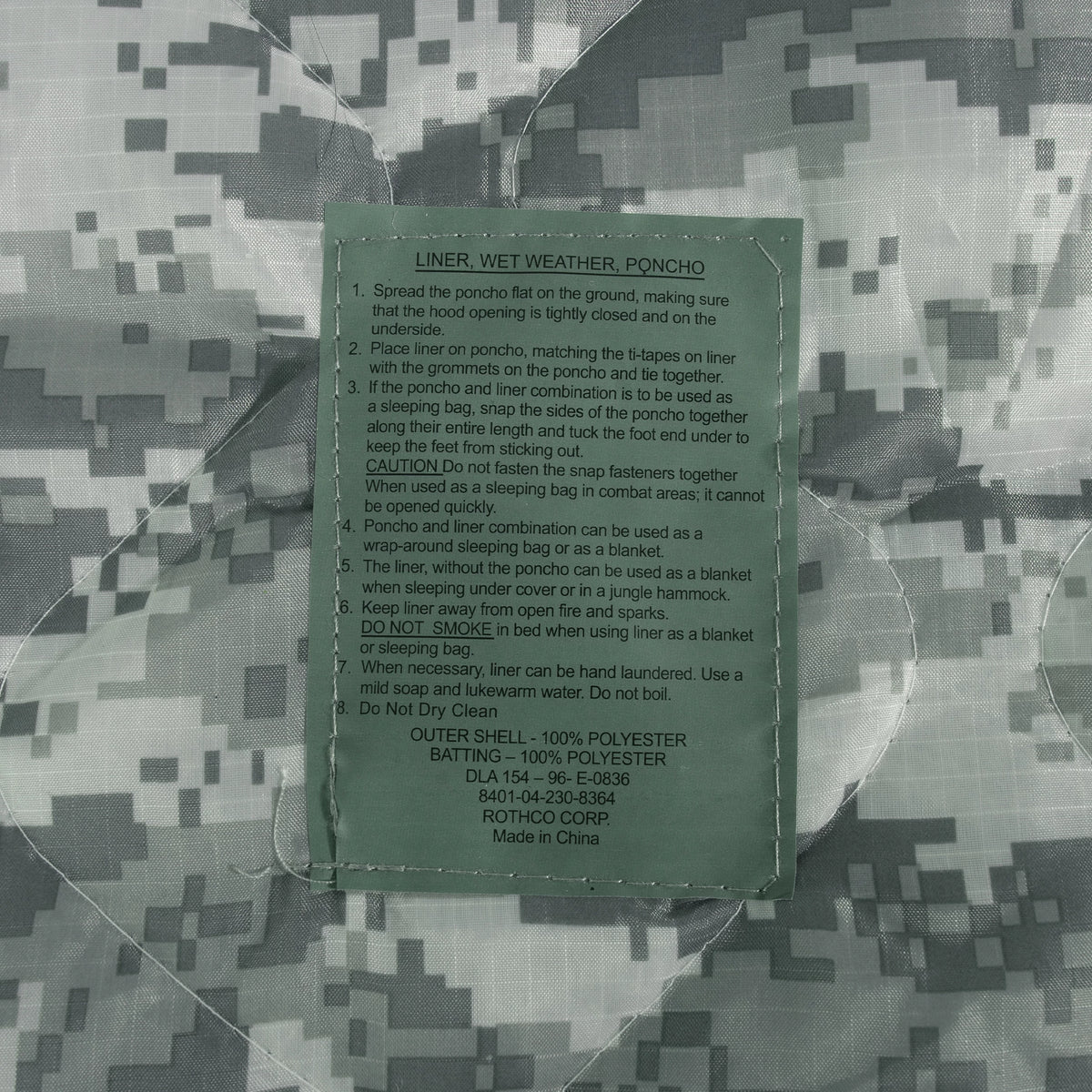 Rothco G.I. Type Camo Poncho Liner