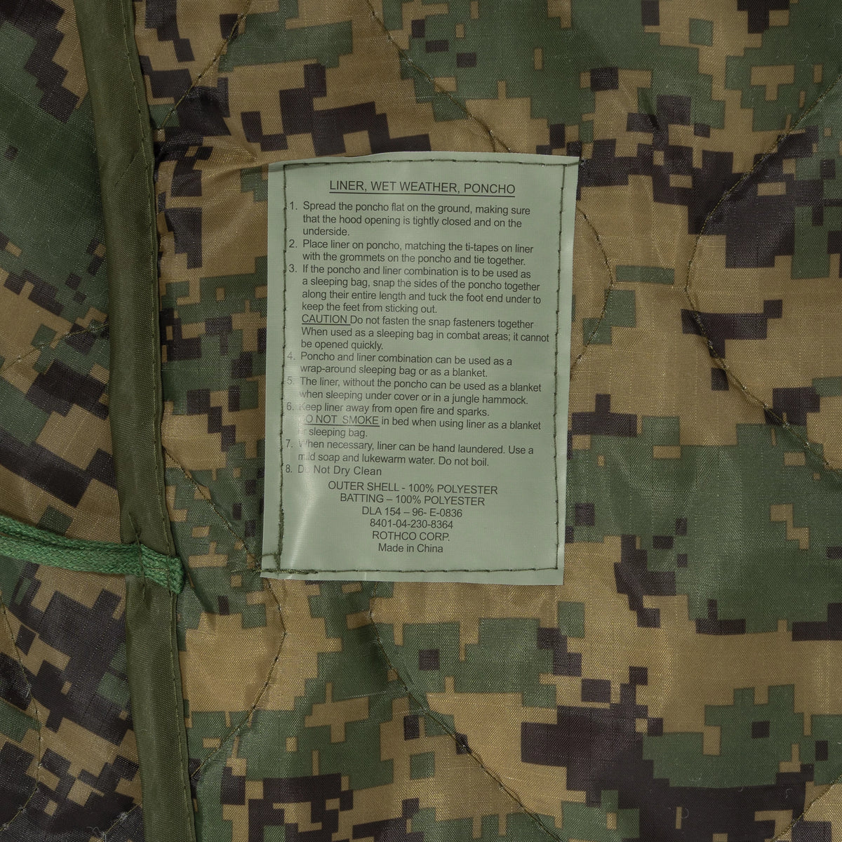 Rothco G.I. Type Camo Poncho Liner