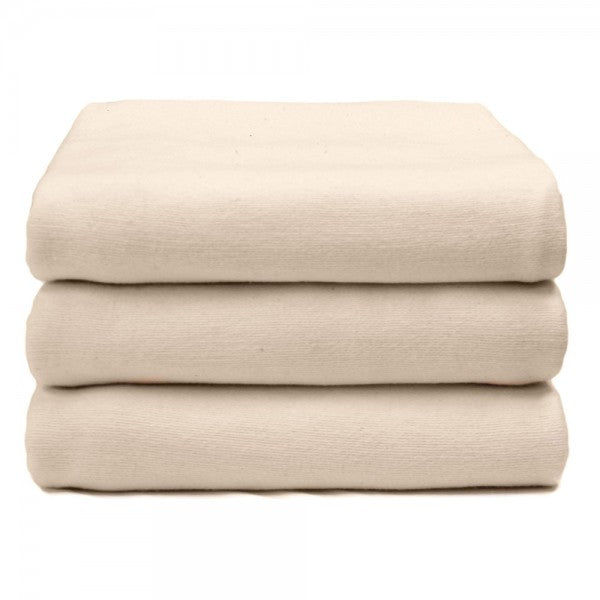 Three KSE Bath Blankets - Unbleached (100% Cotton), neatly folded and stacked, displayed against a white background.