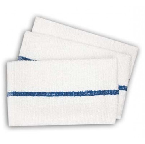 Hand Towels - White with Blue Center Stripe