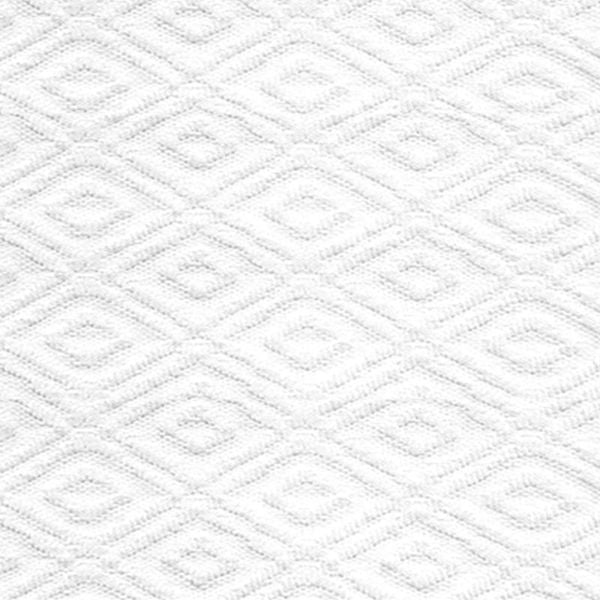 The Ganesh Mills Oxford Bed Topper - Jacquard Matelassé features a white, textured surface with a repeating diamond pattern, offering a soft, embossed look and subtle geometric elegance—perfect for wholesale bedding.