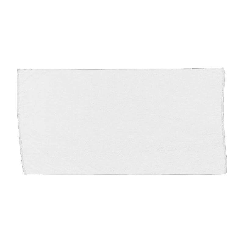 The Pro Towels Envirofibr Beach Towel, an eco-friendly, plain rectangular towel in white, is displayed flat against a matching white background.