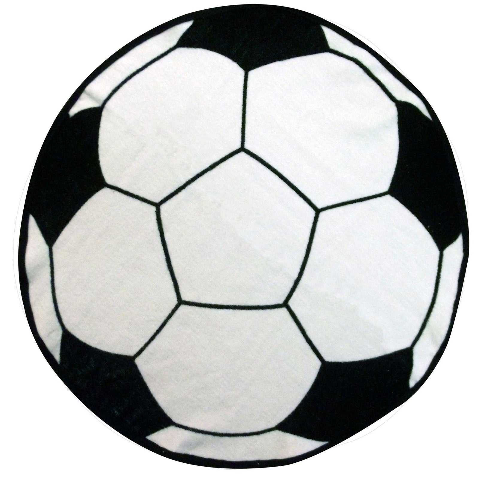 The Pro Towels Soccer Ball Shaped Sport Towel features a fiber reactive design with a classic black and white pattern, making it an ideal team gift. Displayed on a white background.