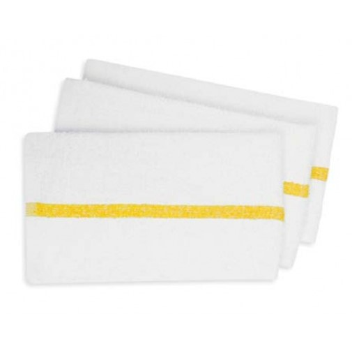 Hand Towels - White with Blue Center Stripe