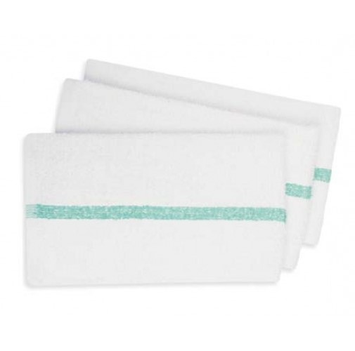 Hand Towels - White with Blue Center Stripe