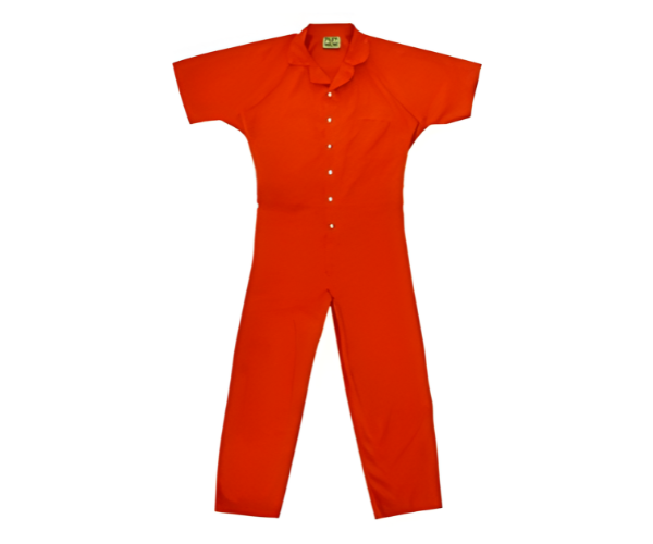 The Manhattan Hosiery Co. Inmate Jumpsuit – Assorted Colors features short sleeves and front buttons, shown laid flat on a white background—suitable as a correctional facility uniform for institutional use.