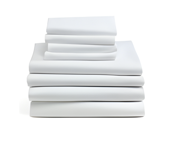 A neatly stacked pile of folded Manhattan Hosiery Co. Pillowcases T130 in brown and white on a white background.