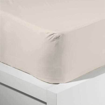 A close-up of the Bargoose AllergyCare Organic Cotton Fitted Mattress Encasement (9" deep) on a white bed frame, highlighting its allergy control fabric for comfort and protection.