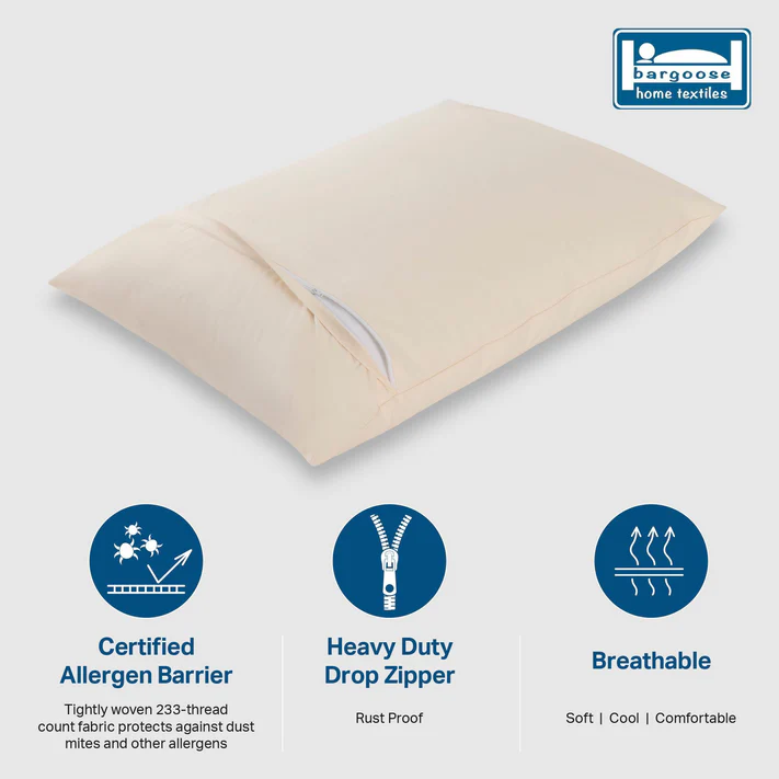 AllergyCare™ Allergen Barrier Organic Cotton Pillow Protector by Bargoose