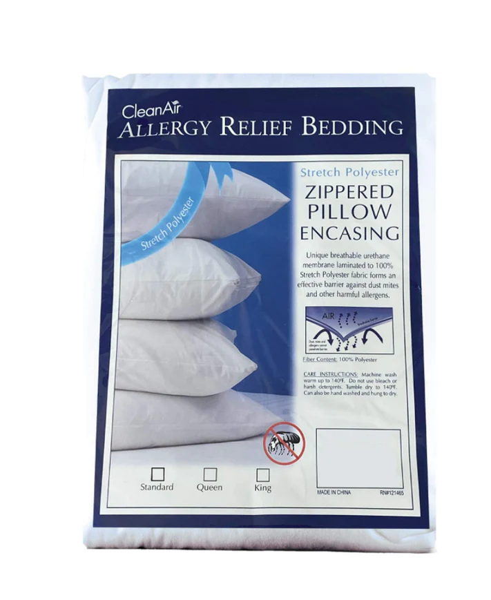 CleanAir® Allergy Pillow Protector - Zippered Dust Mite &amp; Spill Guard