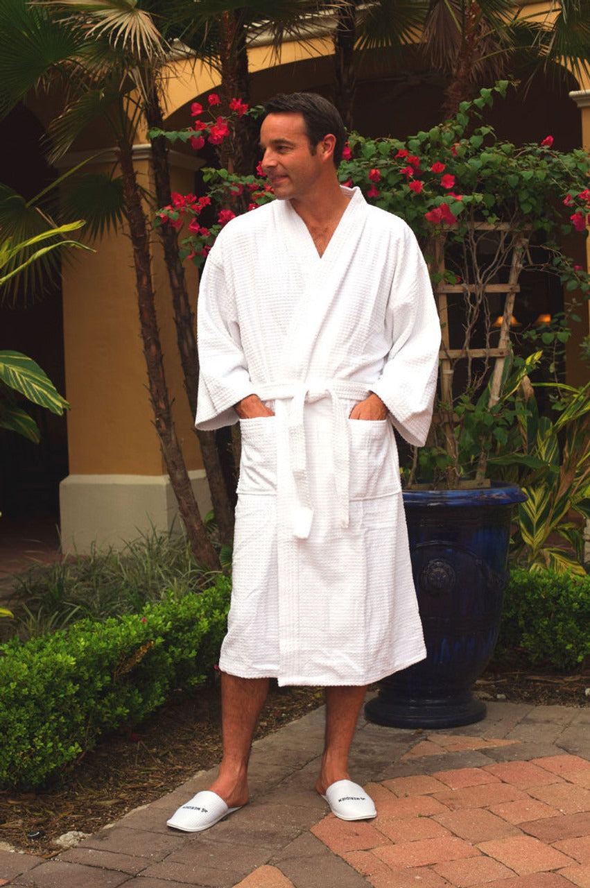 Oxford Honeycomb Waffle Bathrobes (60% Cotton)