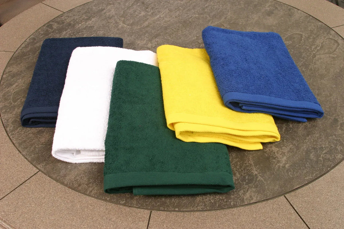 White Pool Towels With Dobby Hemmed