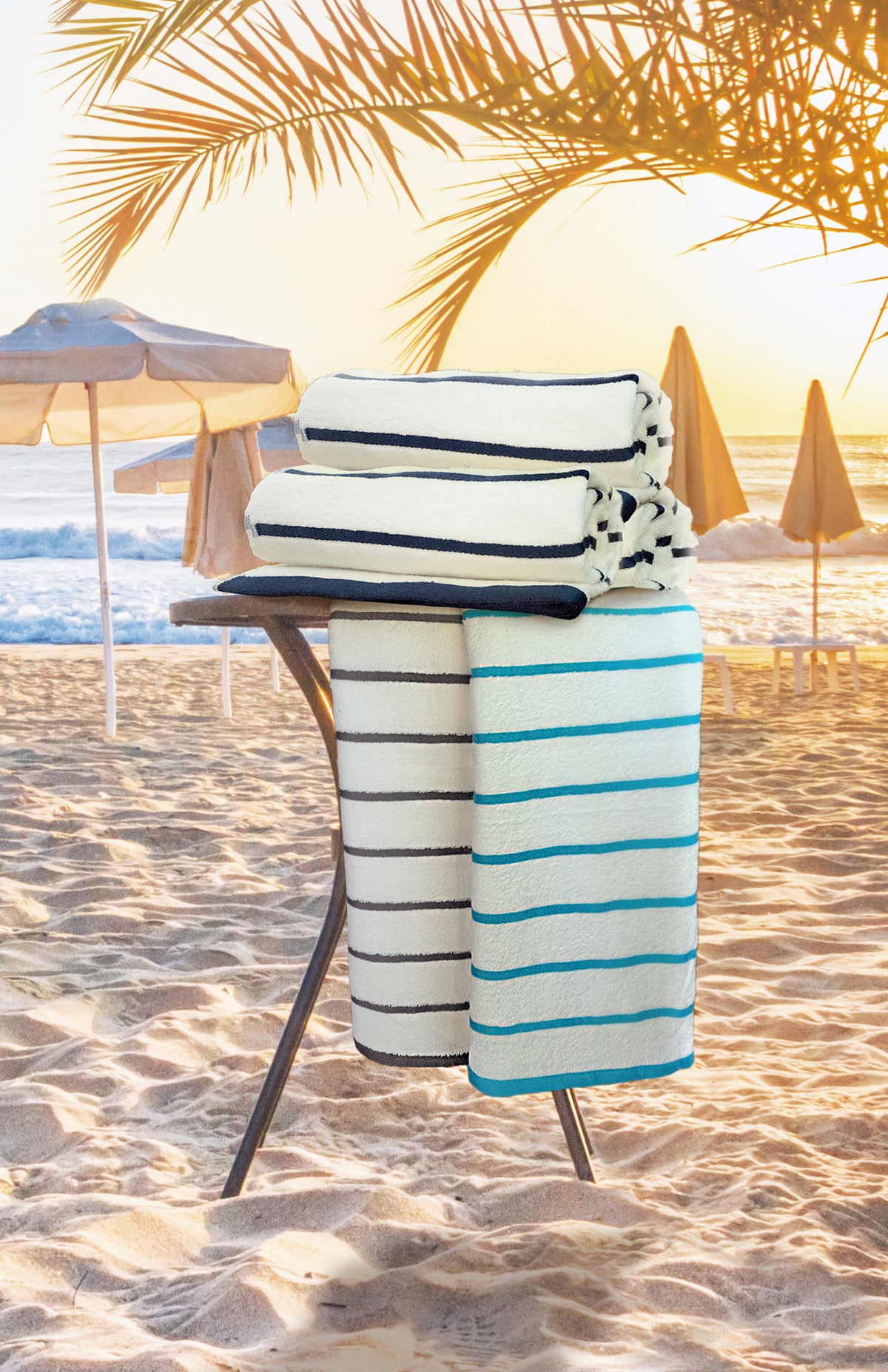 Promotional Beach Towels - Multicolor Stripe