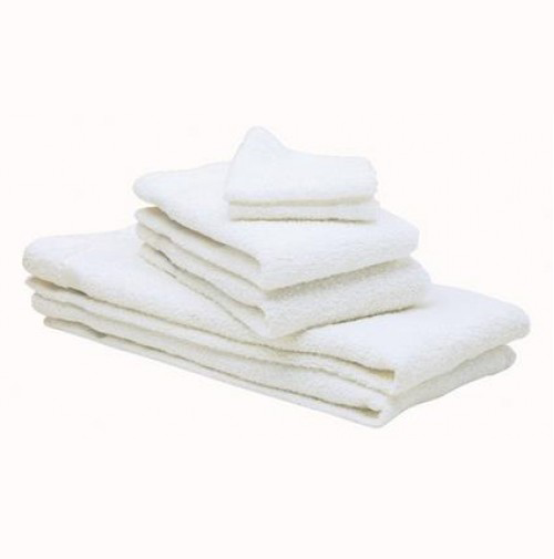 A neatly stacked set of Intralin Bath Mat - Azul Towels & Wash Cloths, 12s, including bath mats and washcloths from the Azul collection, arranged on a plain surface.